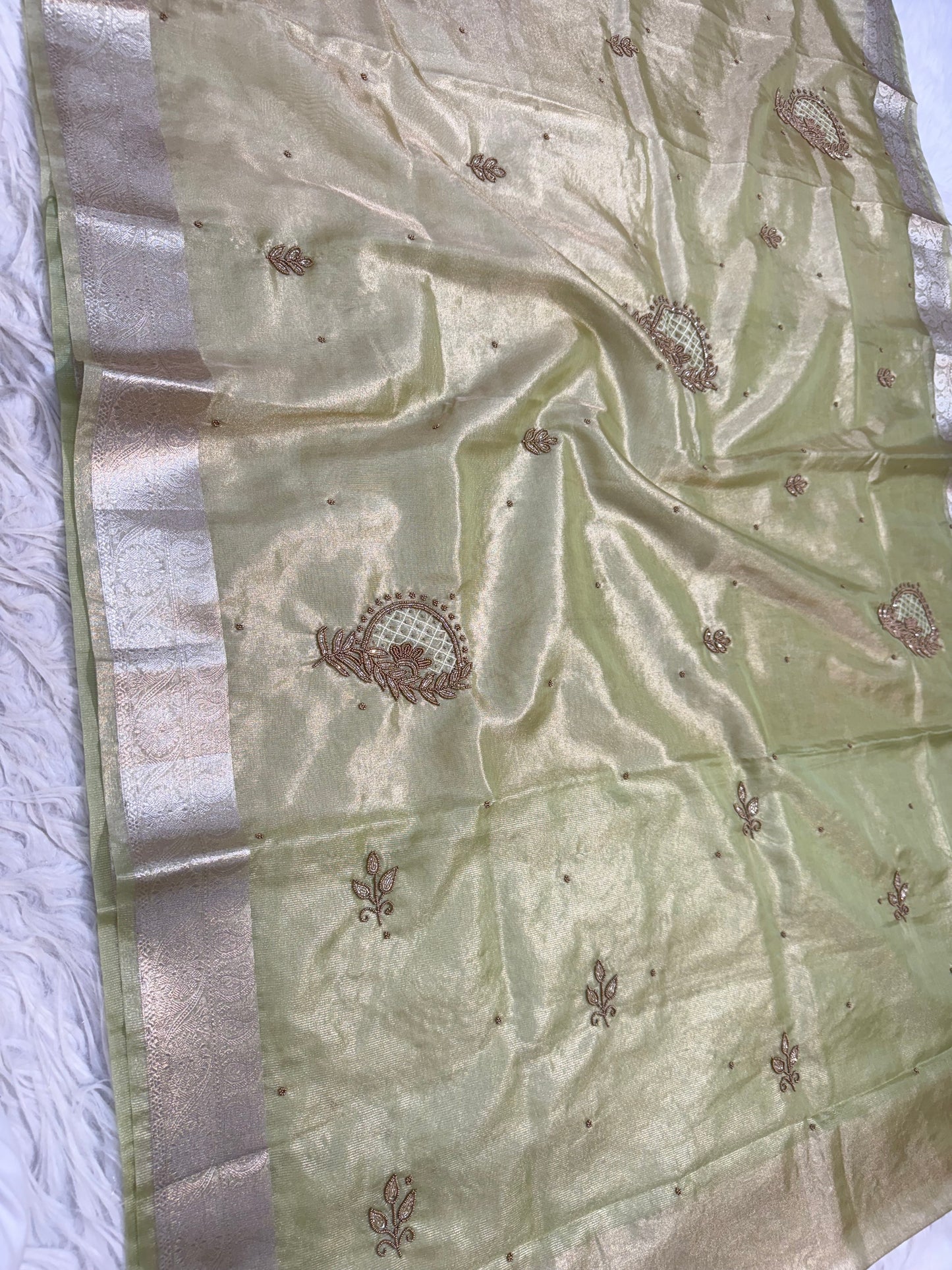 Tissue Aari Work Banarasi silk saree