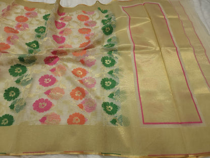 Multicolour shade supernet silk premium  Banarasi saree