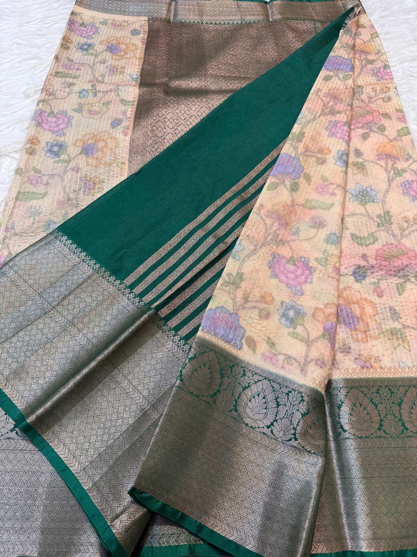 multicolour Dupion silk digital print Banarasi saree