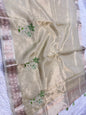 Pista green shade tissue kota designer handwork premium Banarasi saree