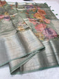 multicolour tissue silk digital print handwork premium Banarasi saree