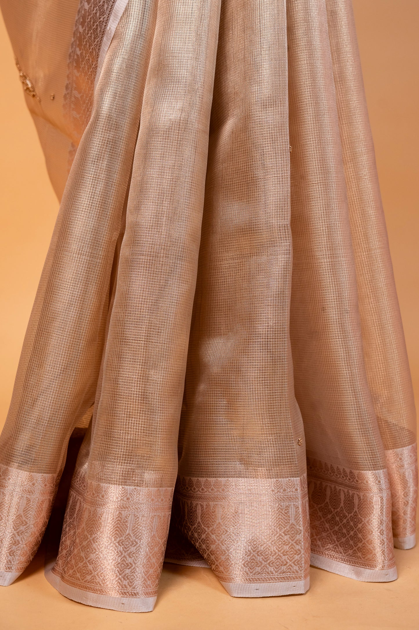 Beige shade tissue designer hand work Banarasi saree