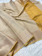 Beige shade tussar jute Banarasi saree