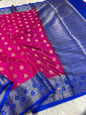 Royal pink royal blue shade Dupion Silk premium Banarasi Saree