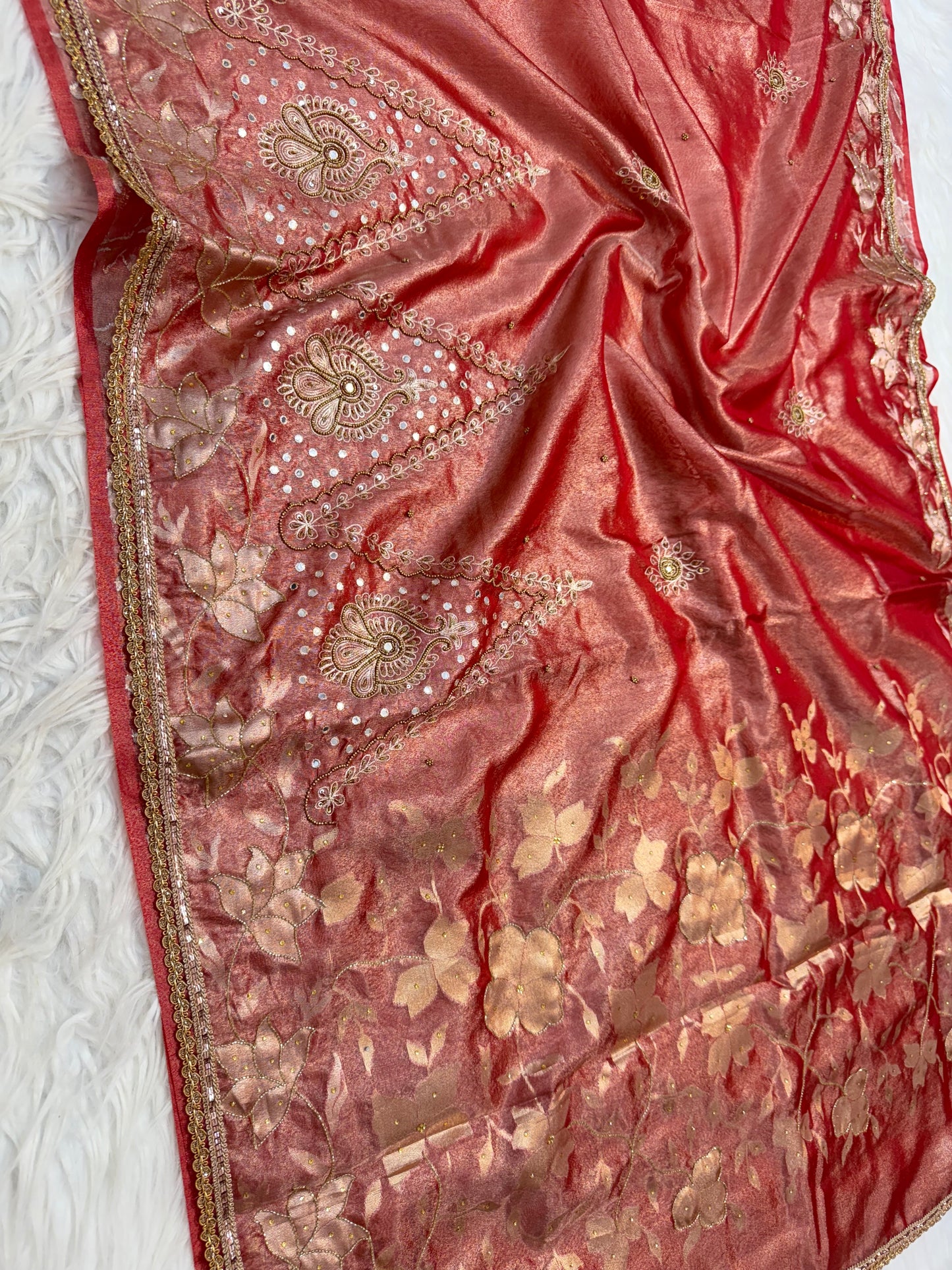Tissue Aari Work Banarasi silk saree