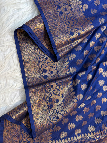 Royal blue shade Dupion Silk premium Banarasi Saree