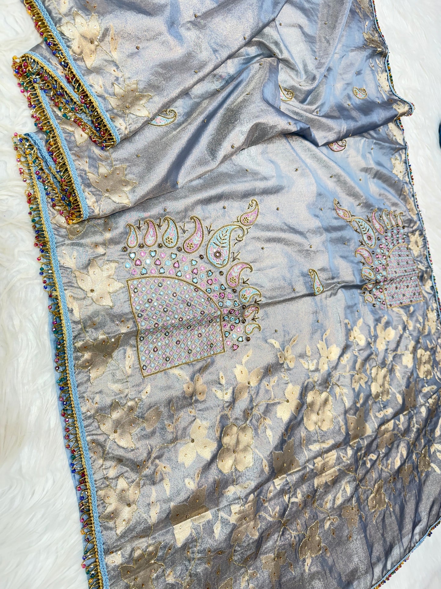 Tissue handwork Banarasi silk saree