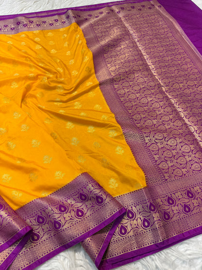 Mango magenta shade Dupion Silk premium Banarasi Saree