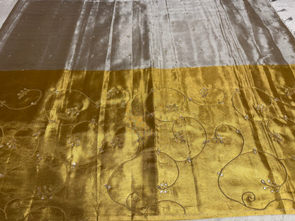 Sona chandi premium tissue designer hand work Banarasi saree
