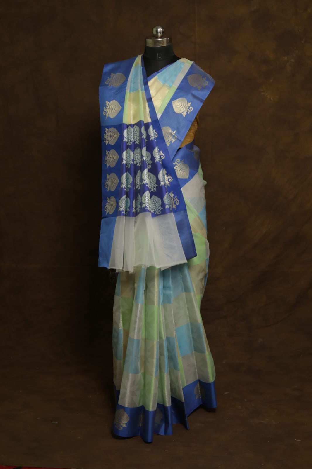 Multicolour shade Kora organza Banarasi saree