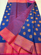 Blue royal pink premium soft silk Banarasi saree