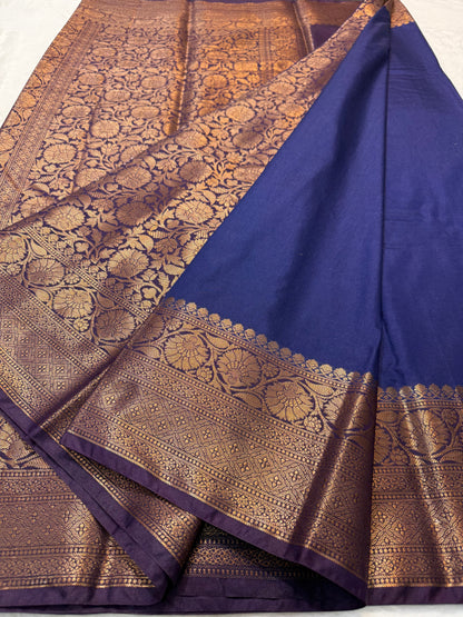 Blue shade Dupion silk premium Banarasi saree