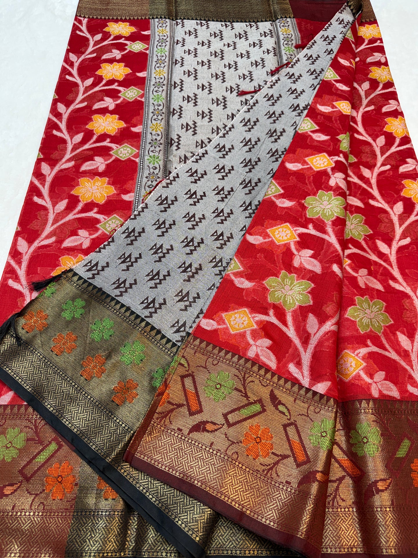 Multicolour cotton silk premium Banarasi saree