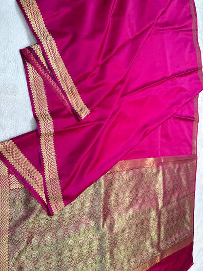 Royal pink shade mashru silk premium Banarasi silk Saree