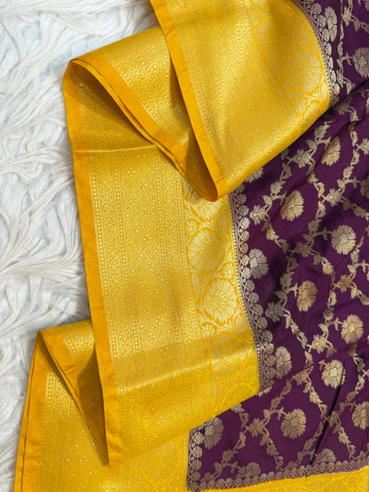 Magenta mango shade  Dupion Silk premium Banarasi Saree