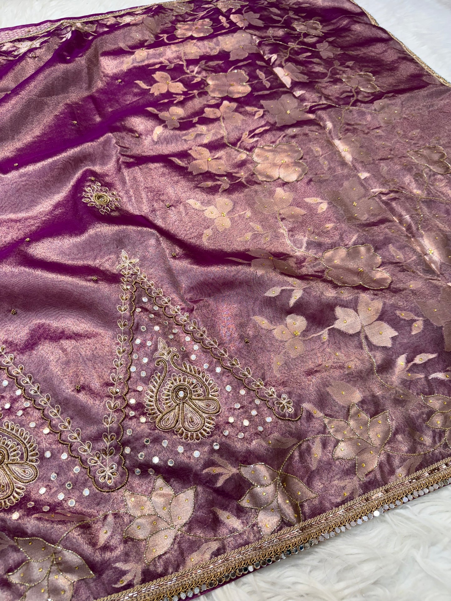 Tissue Aari Work Banarasi silk saree