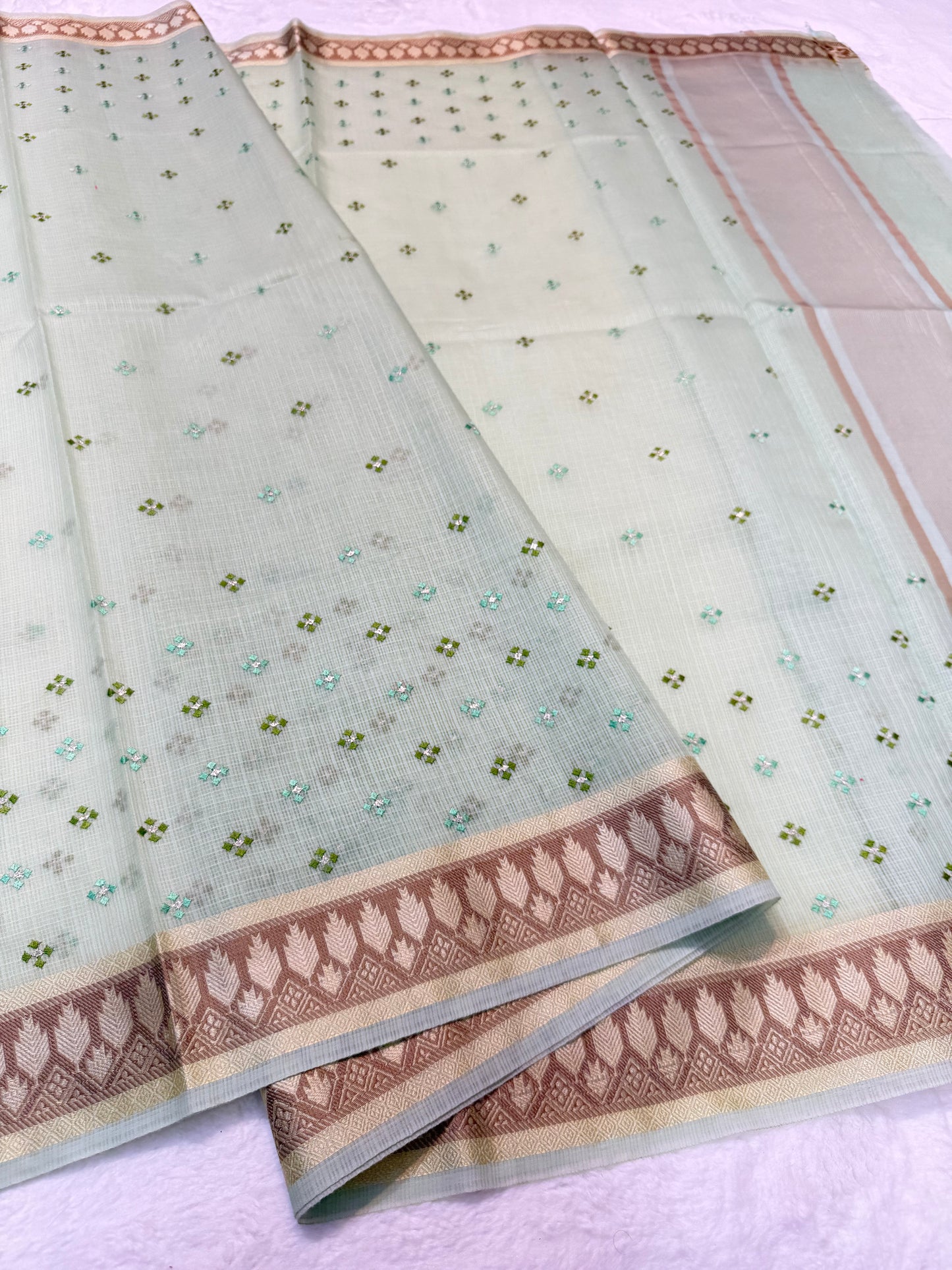 Pista green shade kota designer embroidery Banarasi saree