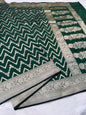 Bottle green shade katan Banarasi silk Saree