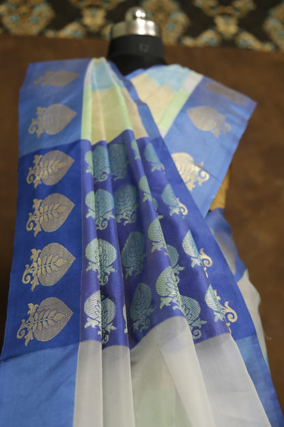 Multicolour shade Kora organza Banarasi saree