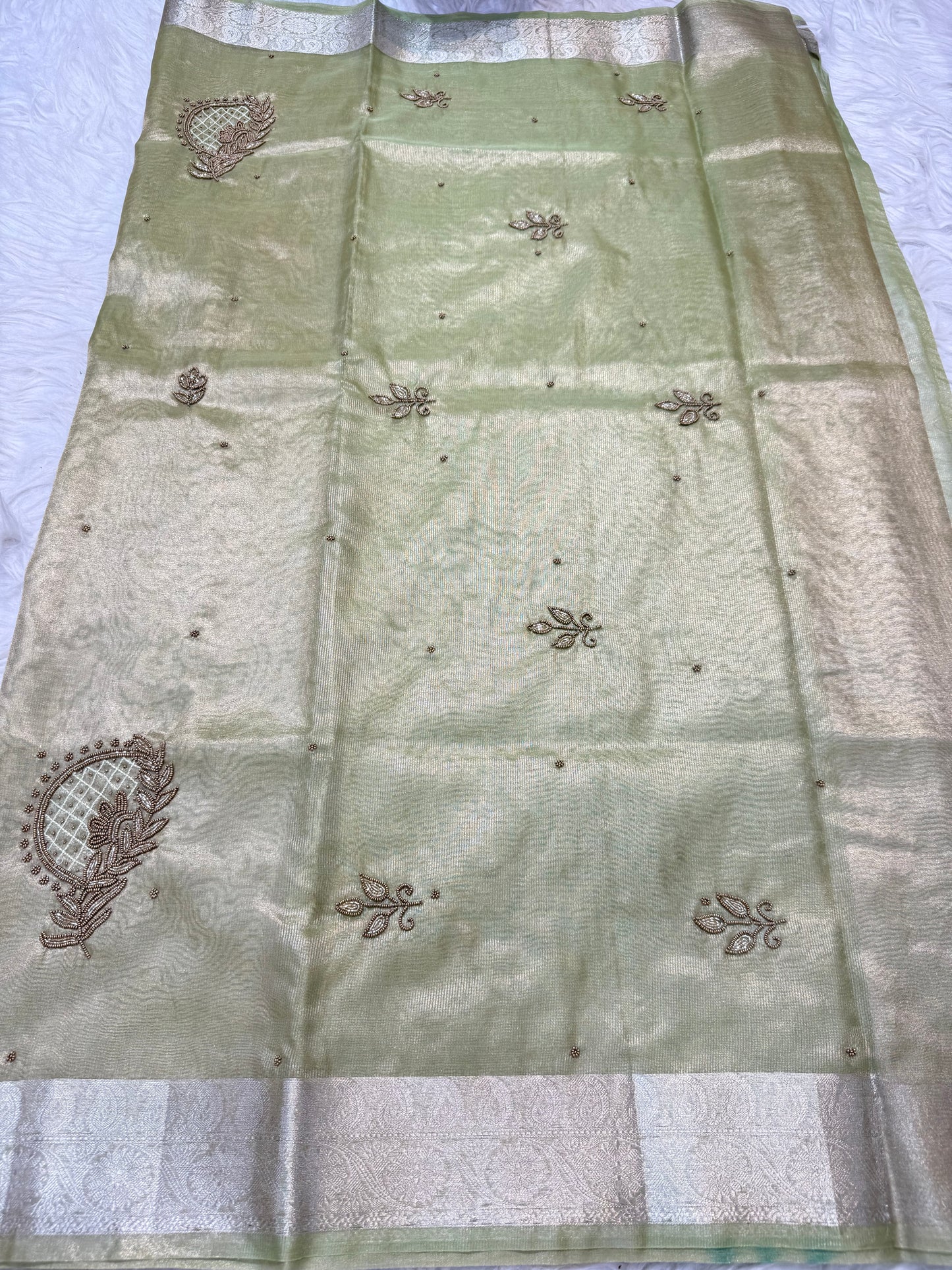 Tissue Aari Work Banarasi silk saree
