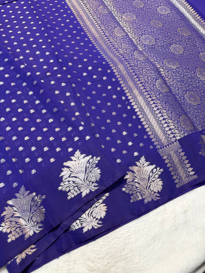 Bevy blue shade raw mango Banarasi premium Banarasi saree