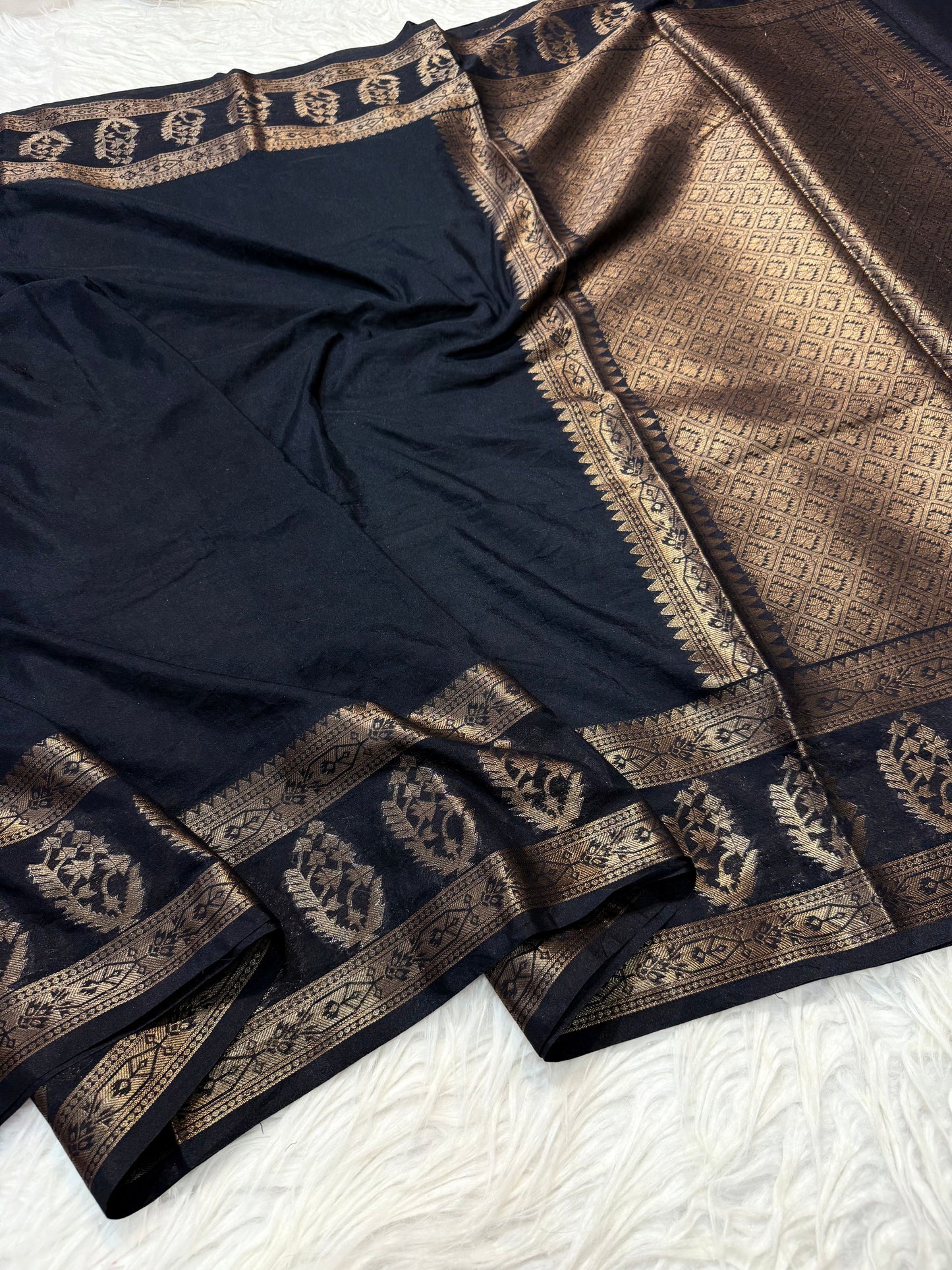 Black shade georgette Banarasi saree