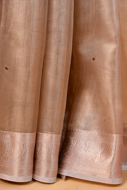 Beige shade tissue designer hand work Banarasi saree