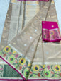 Beige & multicolour shade tissue kota premium paithani border designer banarasi saree