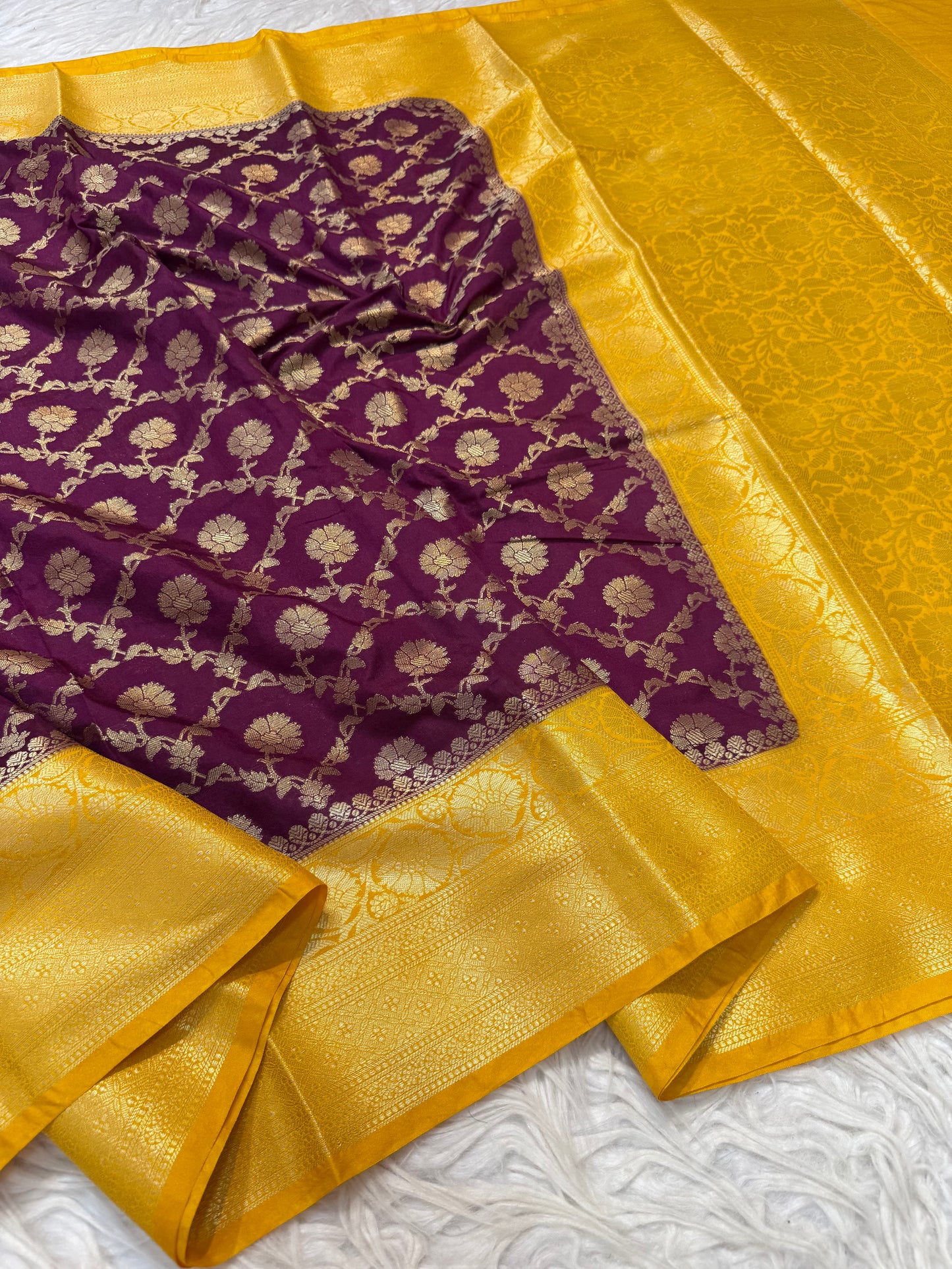 Magenta mango shade  Dupion Silk premium Banarasi Saree