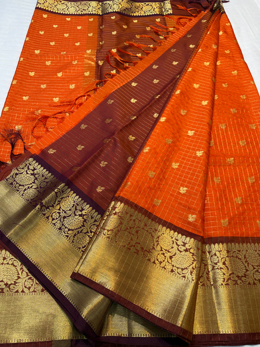 Orange shade premium soft silk Banarasi saree