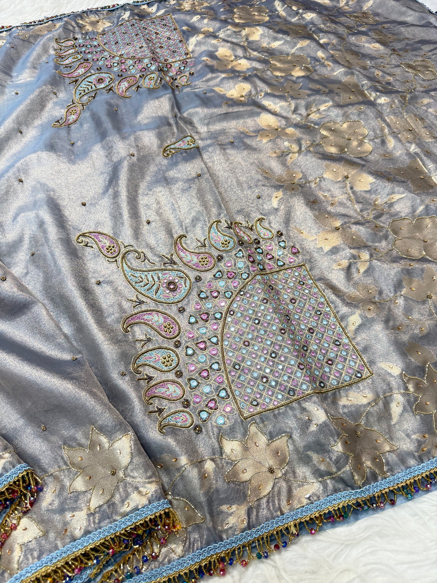 Tissue handwork Banarasi silk saree