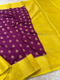 Magenta yellow shade Dupion Silk premium Banarasi Saree