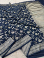 Blue shade khaddi georgatte premium Banarasi saree
