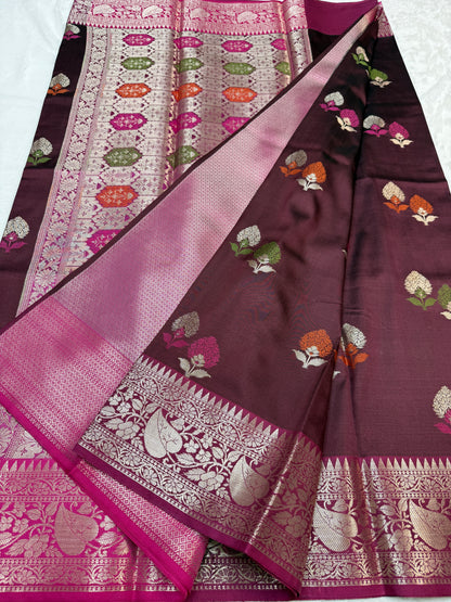 Maroon Soft Silk Premium Banarasi Saree