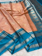 Peach firozi warm silk premium Banarasi saree