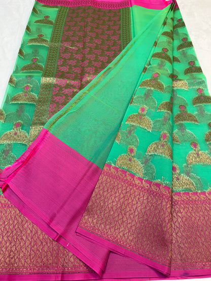 Multicolour shade kora silk premium Banarasi saree
