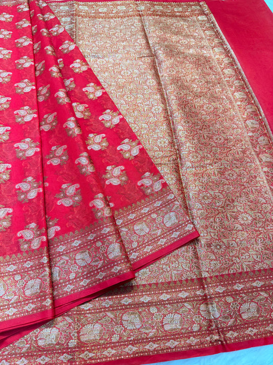 Red shade georgatte Banarasi saree
