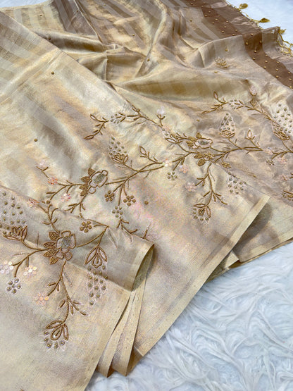 Tissue handwork Banarasi silk saree