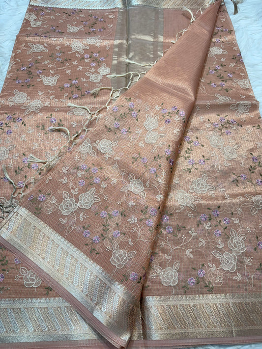 Banarasi kota embroidery saree
