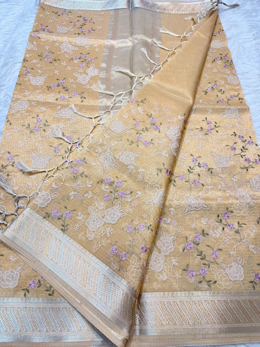 Banarasi kota embroidery saree