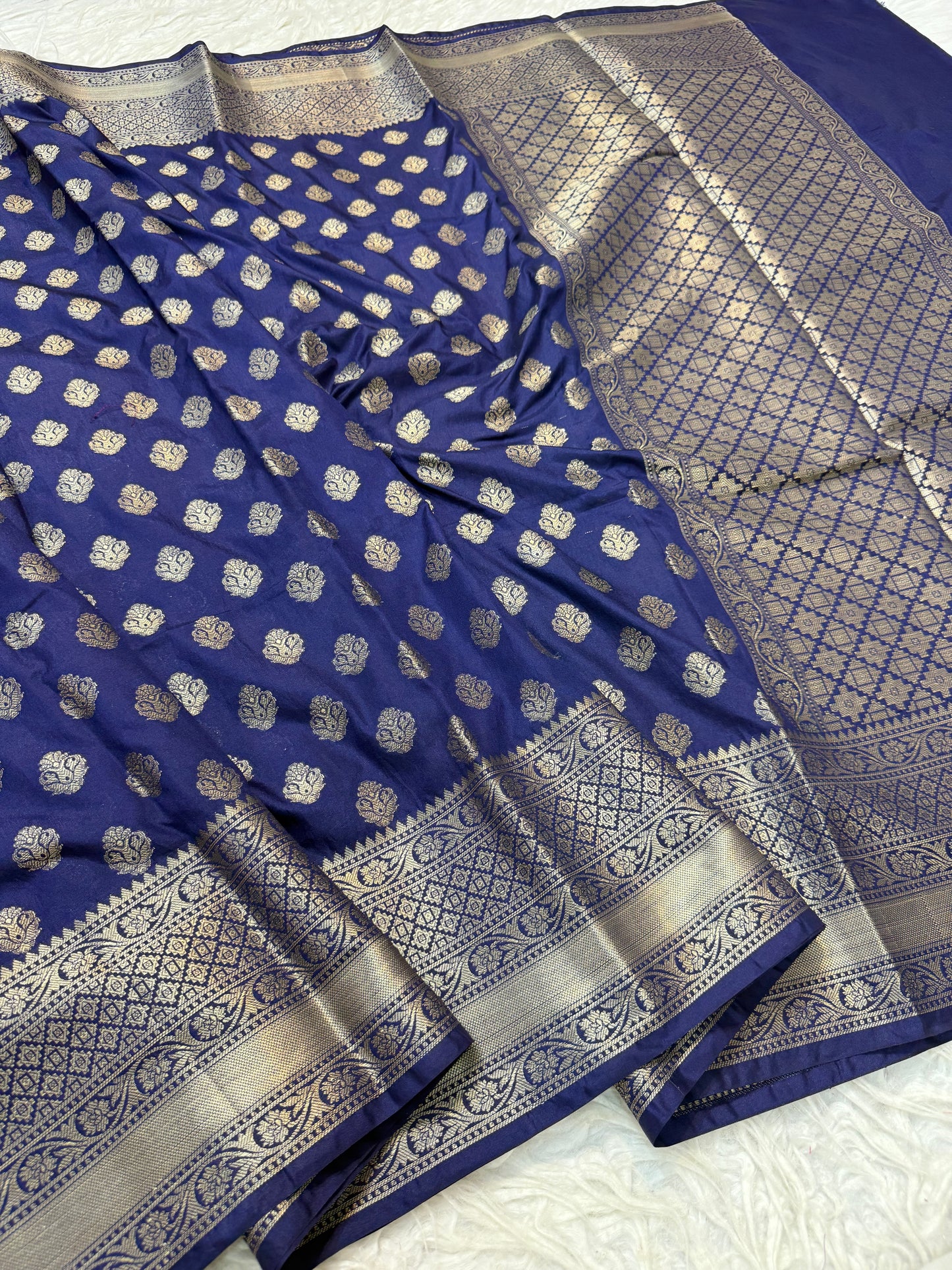 Nevy shade Dupion Silk Banarasi Saree 