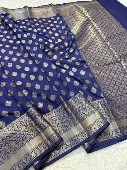 Nevy shade Dupion Silk Banarasi Saree 