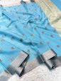 Sky blue shade cotton kota embroidery Banarasi saree