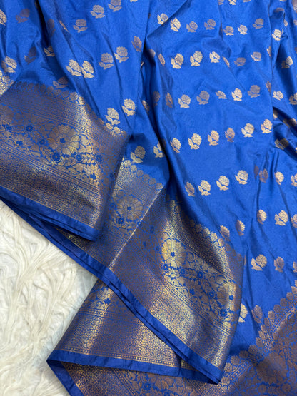 Royal blue shade Dupion Silk premium Banarasi Saree