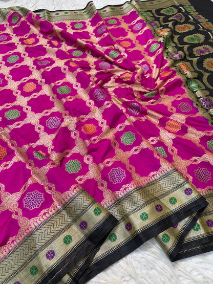 Multicolour shade soft dupion silk Banarasi saree