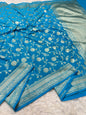 Powder blue shade khaddi georgatte premium Banarasi saree