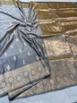 Gray shade satan katan premium Banarasi silk Saree