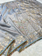 Silver shade tissue ari & zardosi work designer premium Banarasi saree