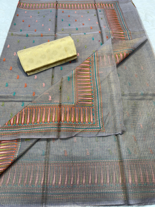 Banarasi tissue embroidery saree