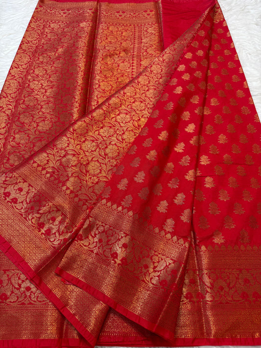 Red shade Dupion Silk premium Banarasi Saree